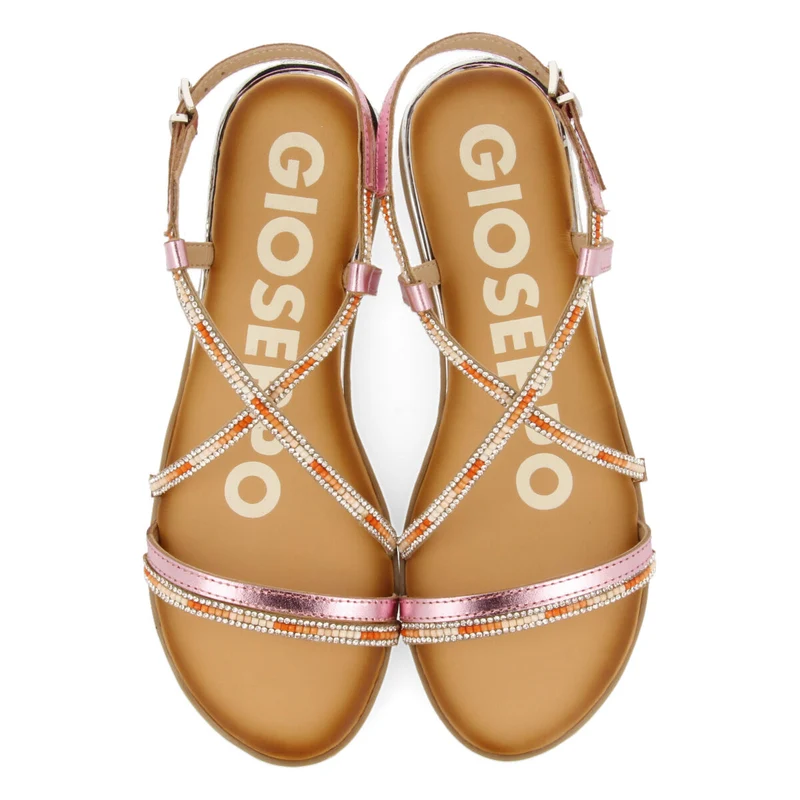 PINK SANDALS WITH STRAPS AND MULTICOLORED BEADS FOR WOMAN BARACOA