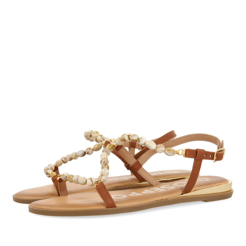 BROWN SANDALS DETAILED WITH STONES FOR WOMAN LONDA