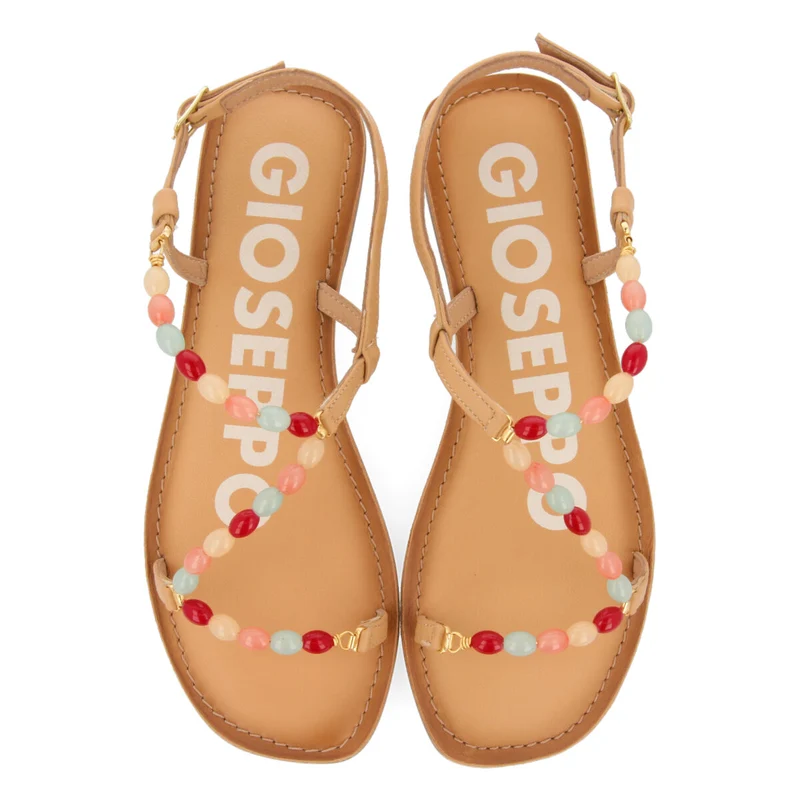 NUDE COLOR SANDALS WITH RHINESTONES FOR WOMAN EMPOLI