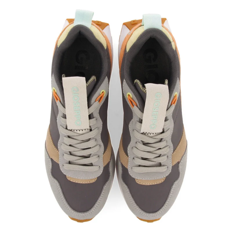 Treban women's grey retro-style sneakers with multicoloured details