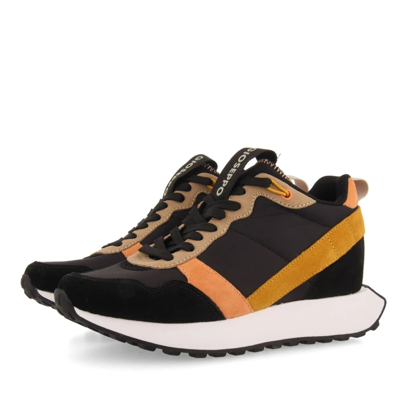 Vincly women's black retro-style sneakers with inner wedges