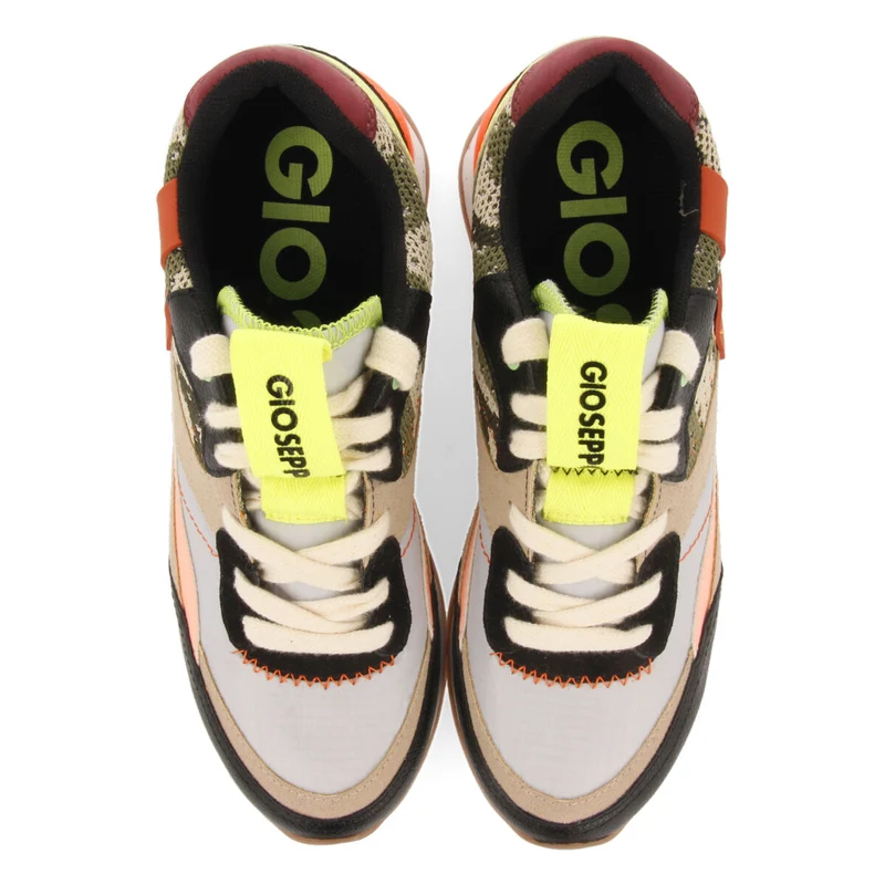 Apore women's black sneakers with inner wedges and a range of textures and prints