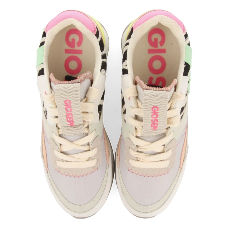 Jaciara women's white sneakers with inner wedges and a range of textures and prints