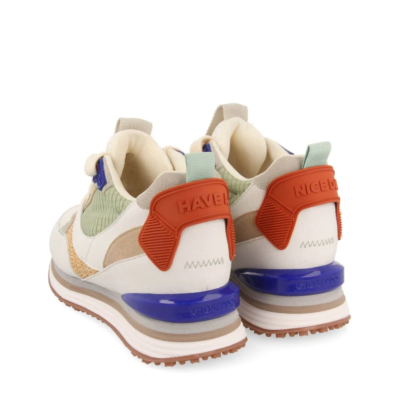 Tapirai women's white sneakers with inner wedges and neon details
