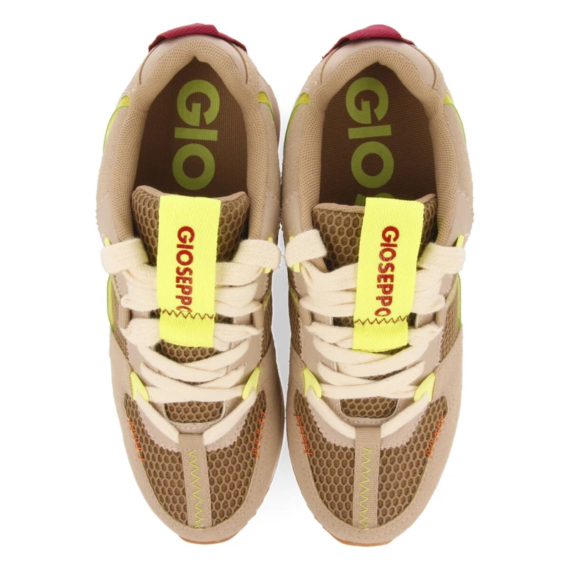 Sanssat women's beige textured sneakers with inner wedges