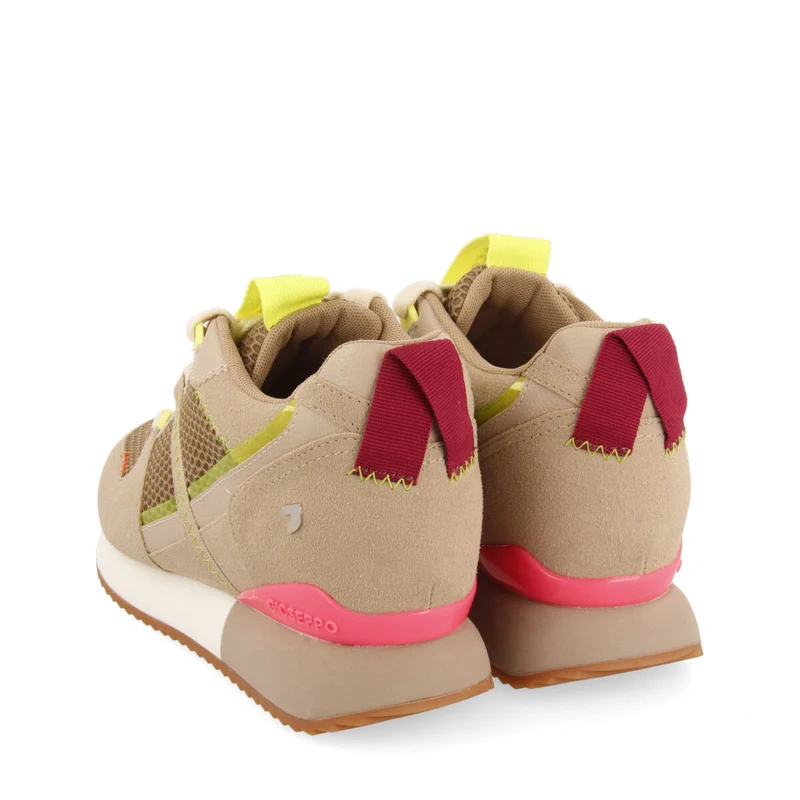 Sanssat women's beige textured sneakers with inner wedges