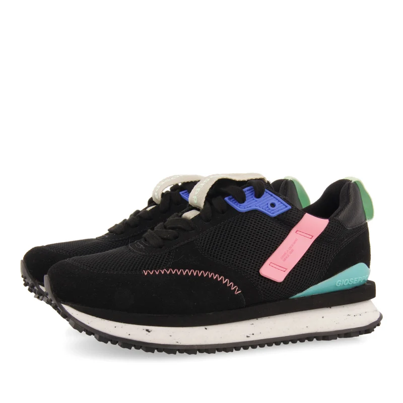 Anneot women's black sneakers with textures