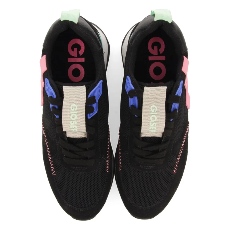 Anneot women's black sneakers with textures
