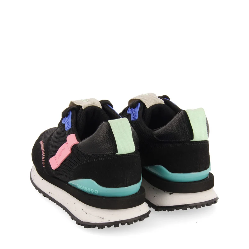Anneot women's black sneakers with textures