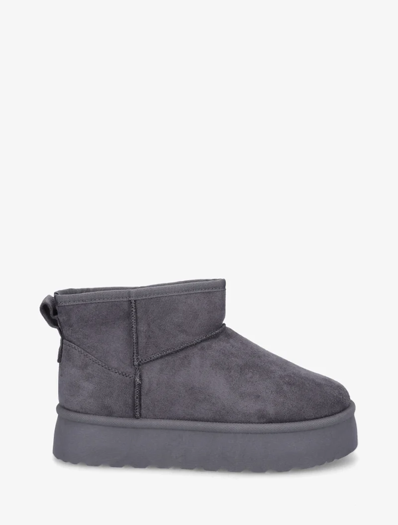 Bottines fourrées en suédine - Gris foncé