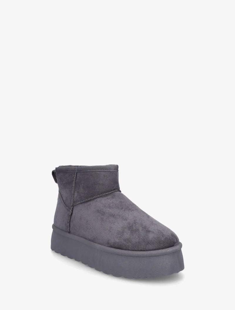 Bottines fourrées en suédine - Gris foncé