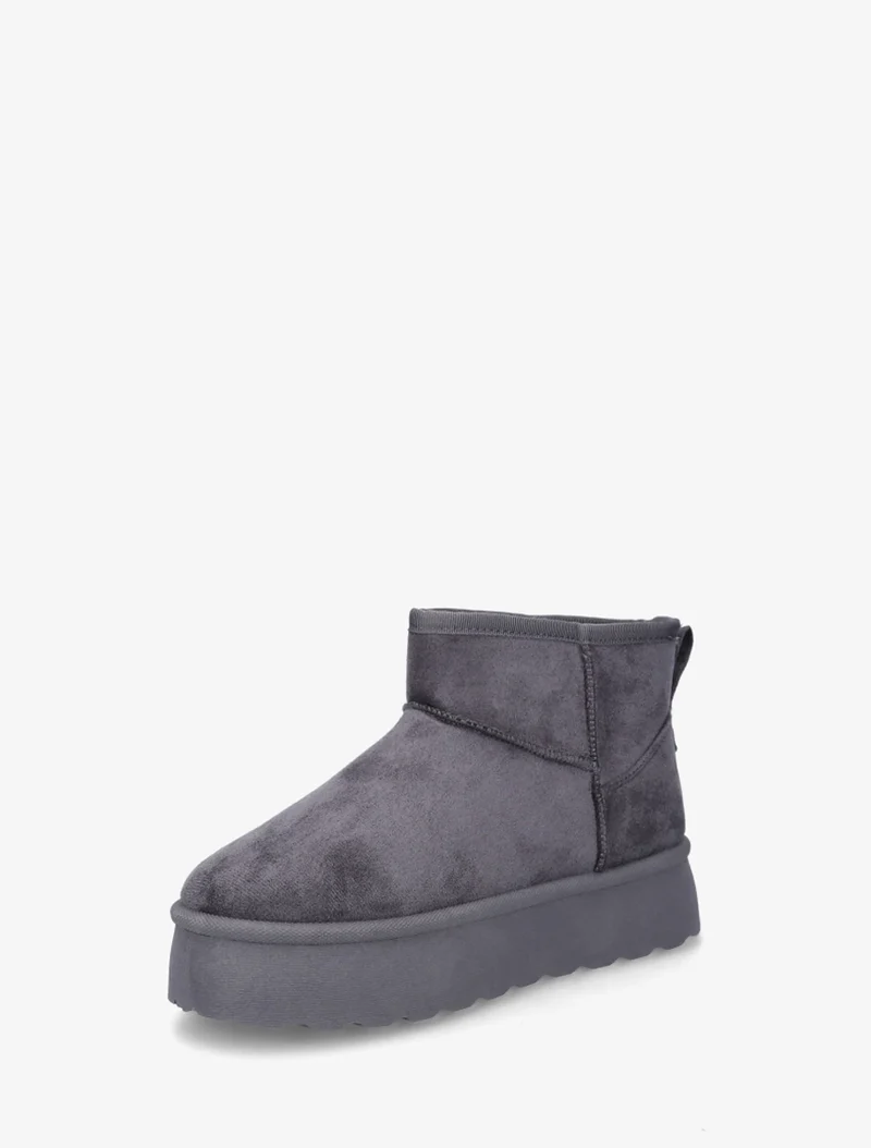 Bottines fourrées en suédine - Gris foncé