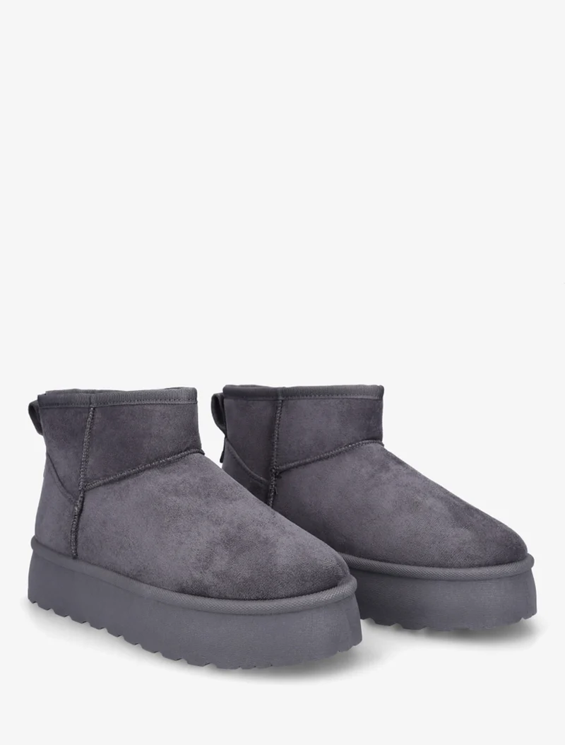 Bottines fourrées en suédine - Gris foncé