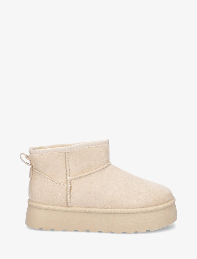 Bottines fourrées en suédine - Beige