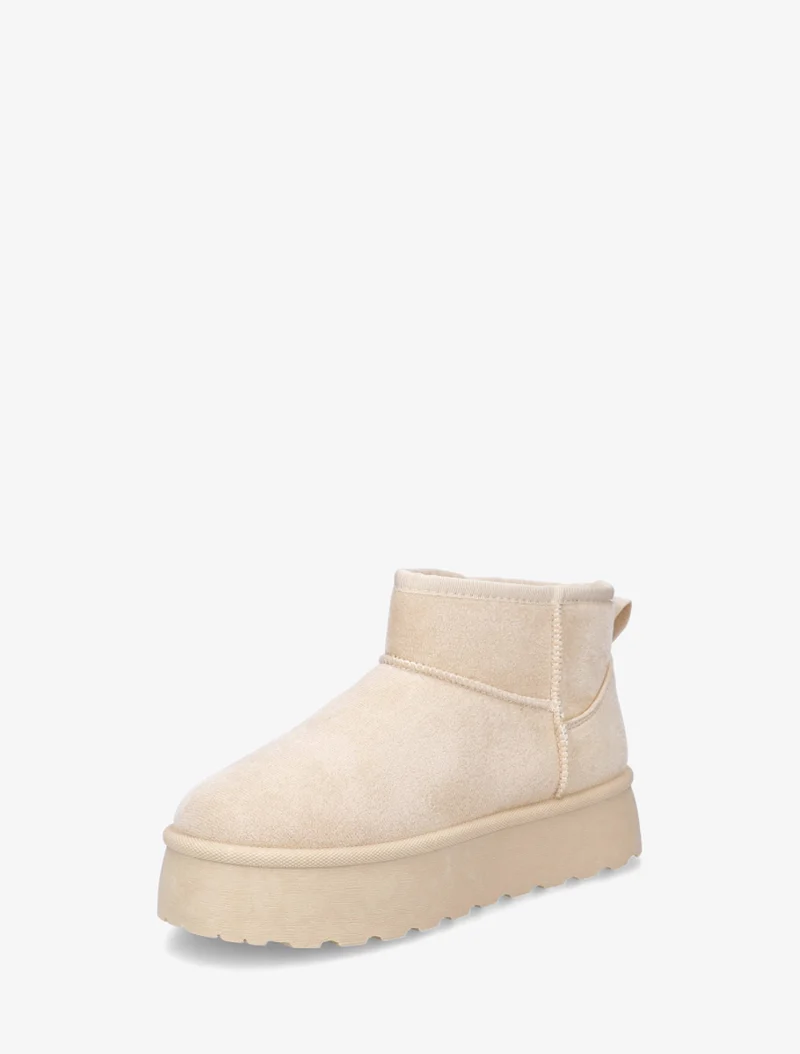 Bottines fourrées en suédine - Beige