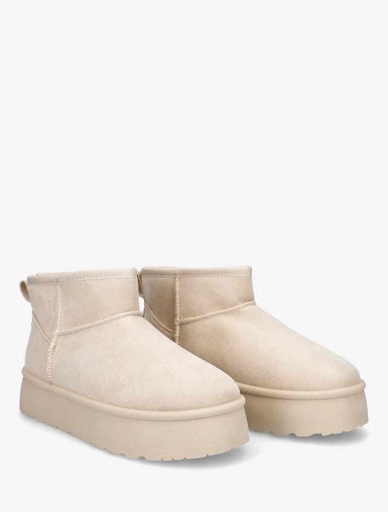 Bottines fourrées en suédine - Beige