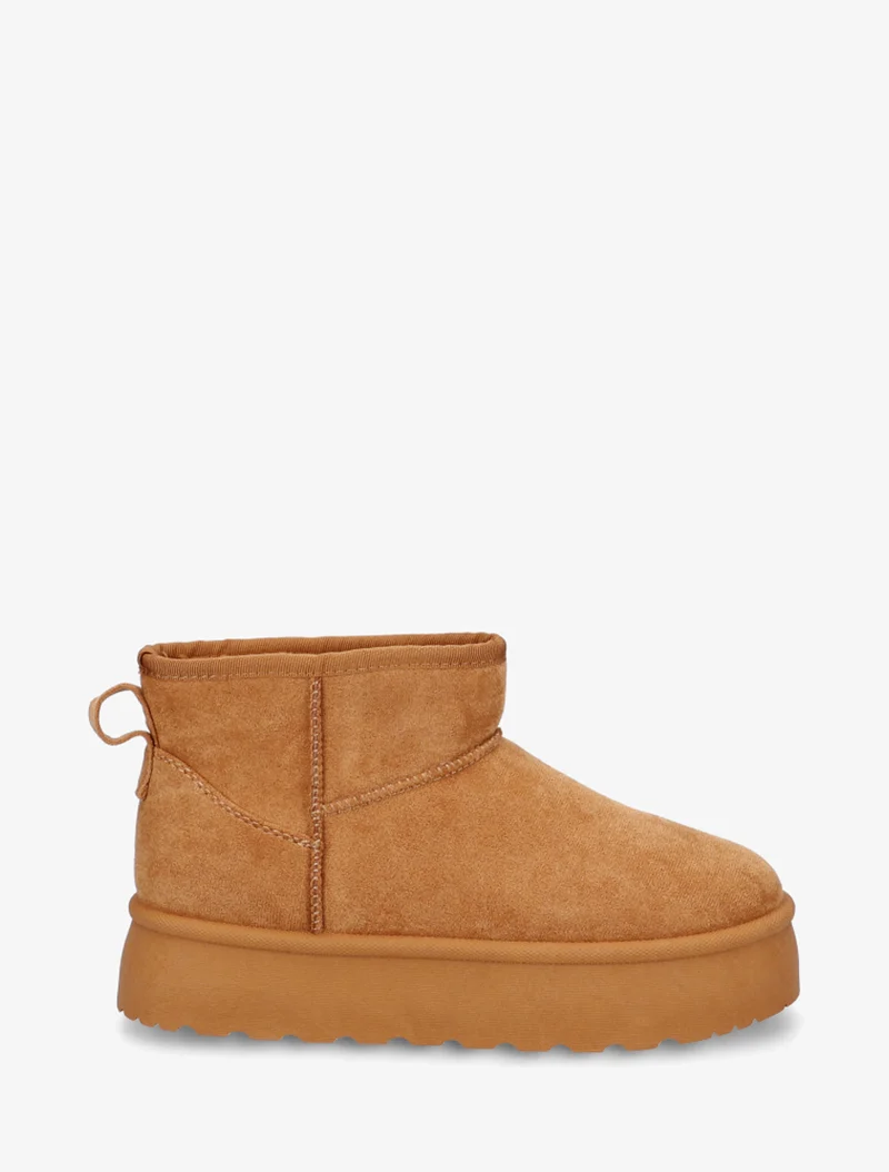 Bottines fourrées en suédine - Camel