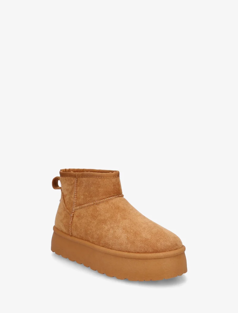 Bottines fourrées en suédine - Camel
