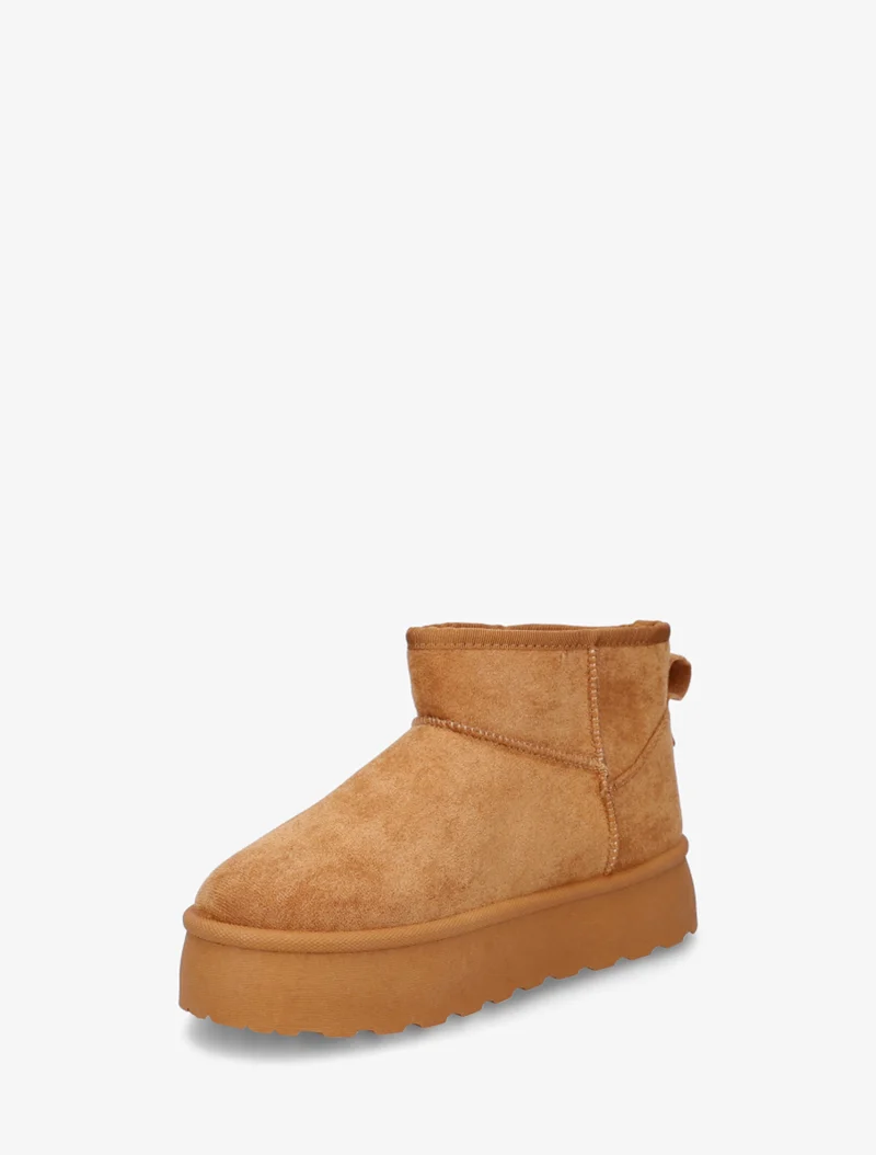 Bottines fourrées en suédine - Camel