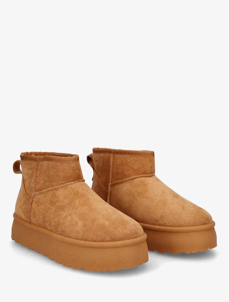 Bottines fourrées en suédine - Camel