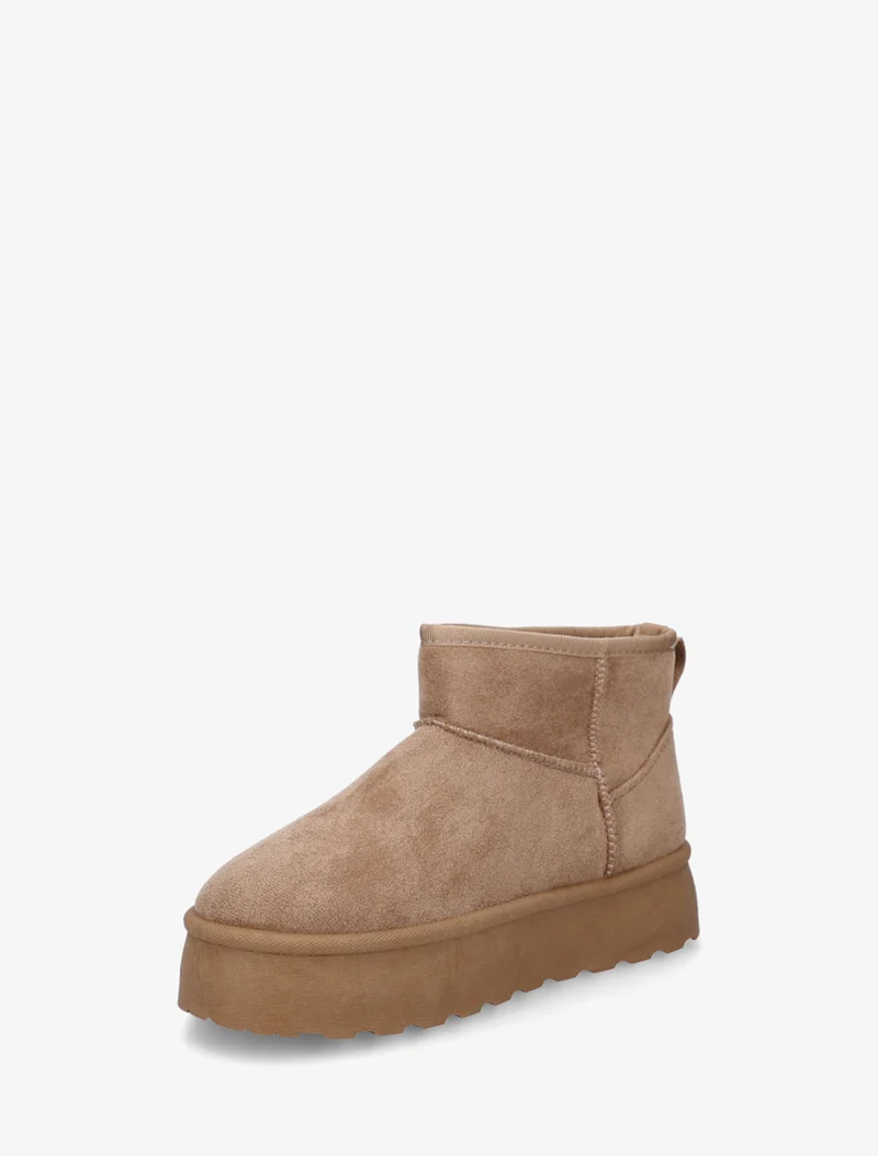 Bottines fourrées en suédine - Taupe