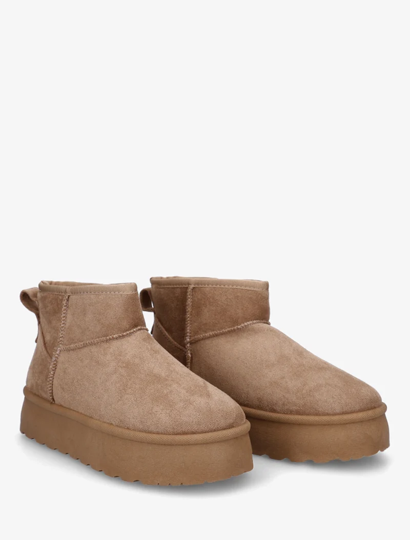 Bottines fourrées en suédine - Taupe