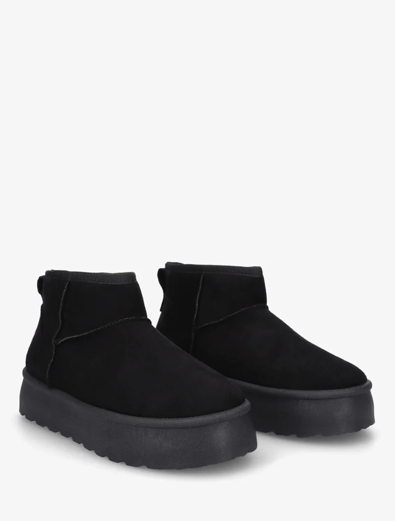 Bottines fourrées en suédine - Noir
