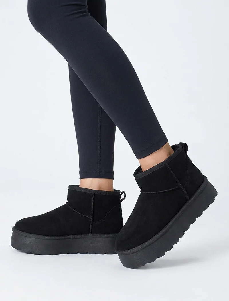 Bottines fourrées en suédine - Noir