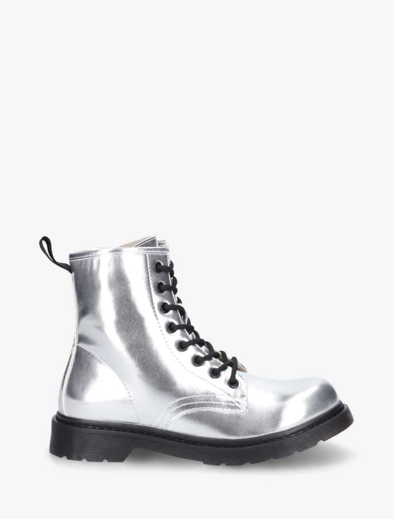 Bottines nacrées à lacets - Argent