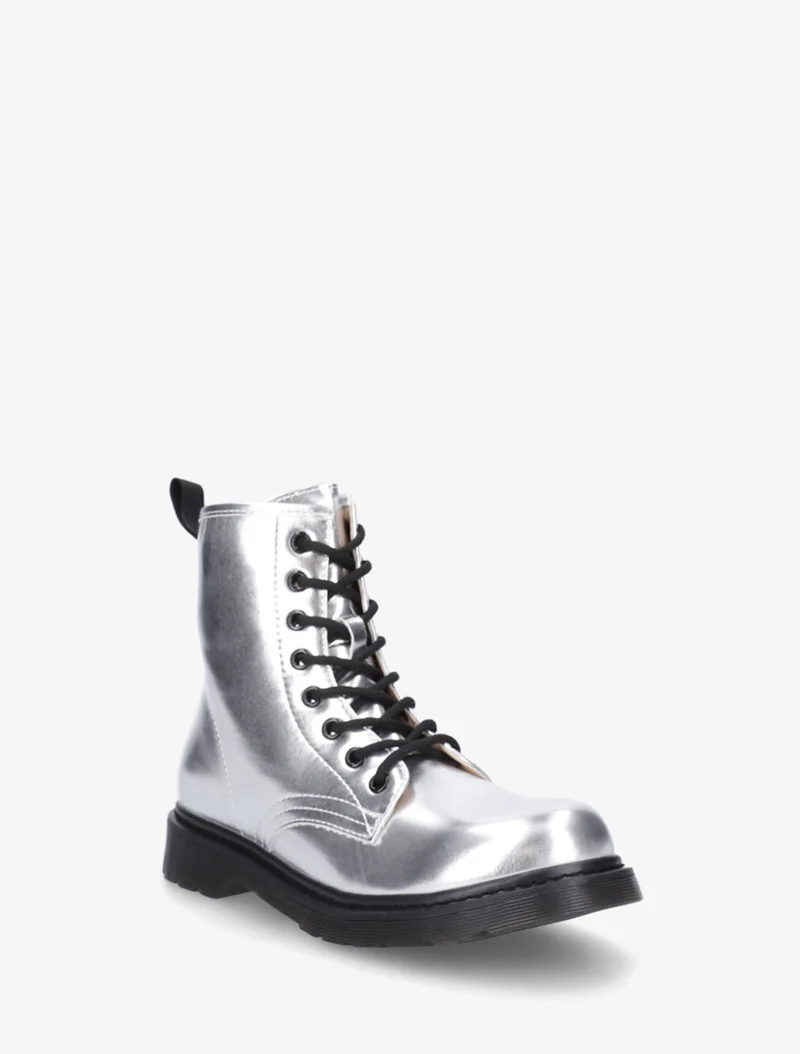 Bottines nacrées à lacets - Argent