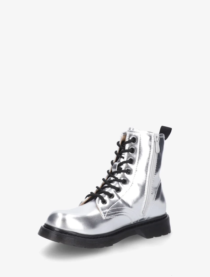 Bottines nacrées à lacets - Argent