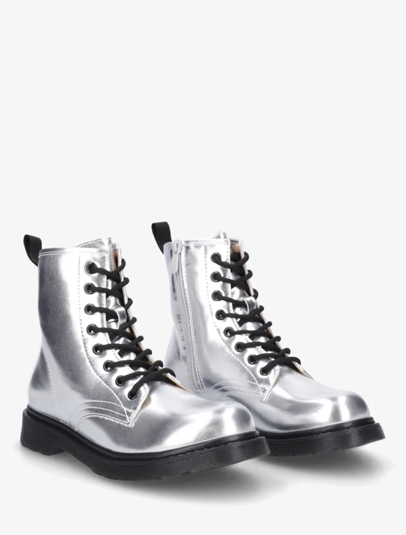 Bottines nacrées à lacets - Argent