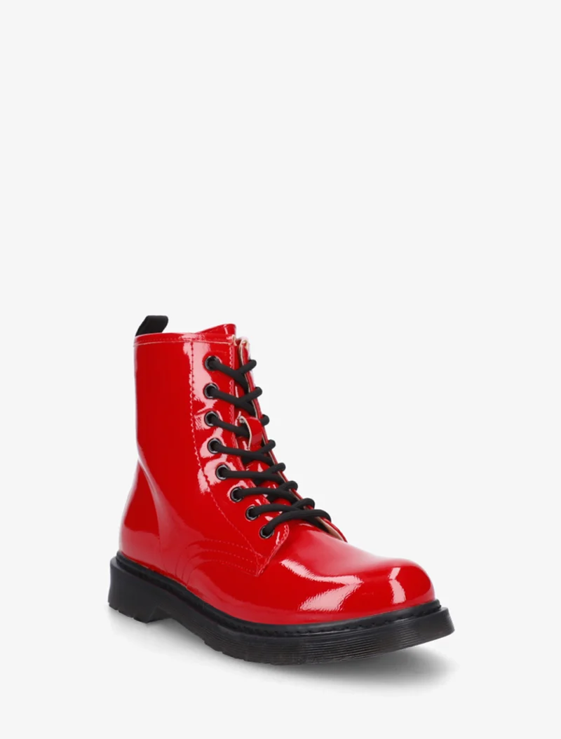 Bottines vernies à lacets - Rouge