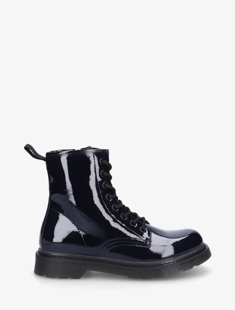 Bottines vernies à lacets - Bleu nuit
