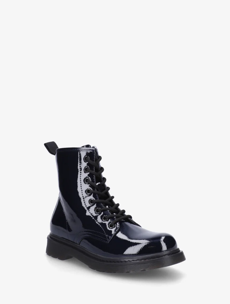 Bottines vernies à lacets - Bleu nuit
