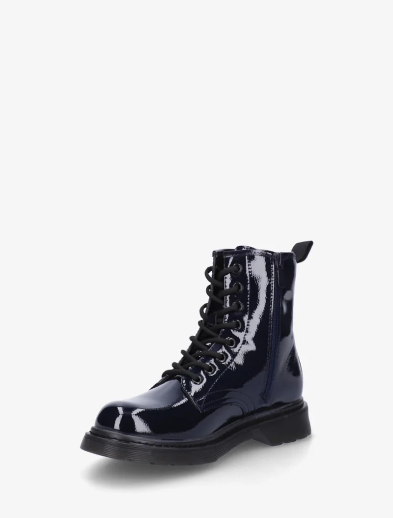 Bottines vernies à lacets - Bleu nuit