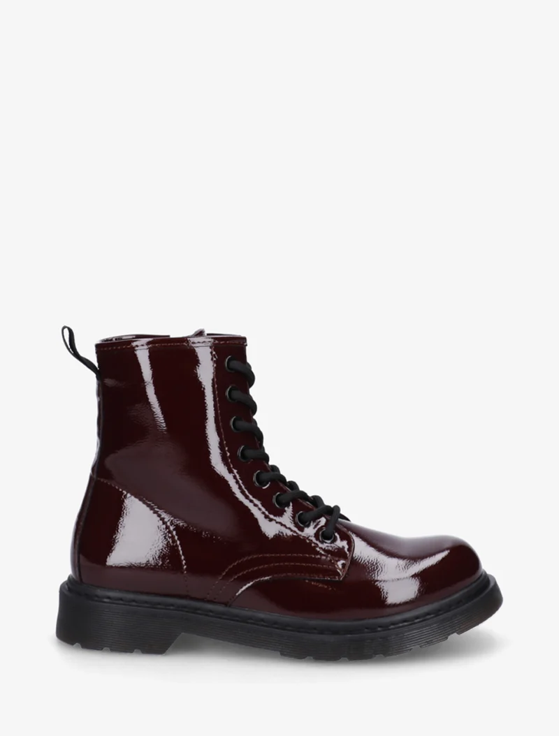 Bottines vernies à lacets - Bordeaux