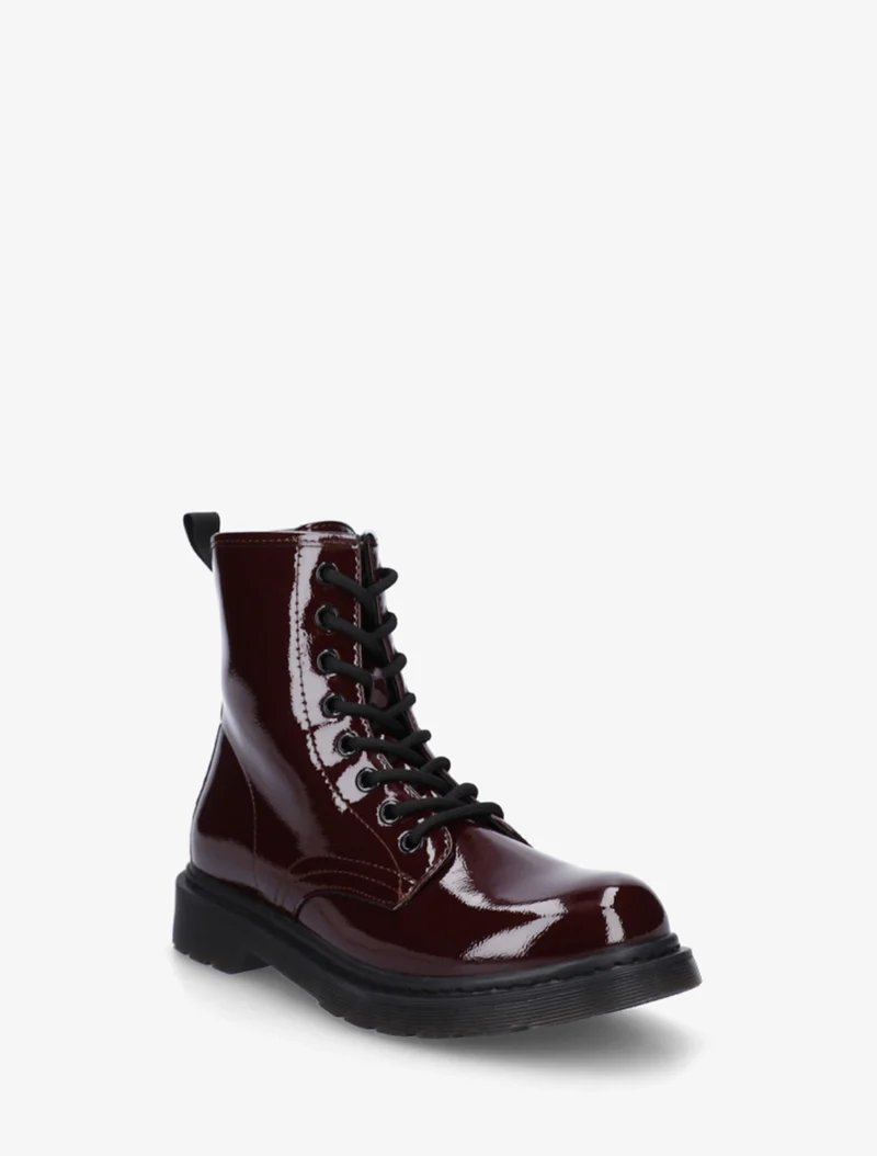 Bottines vernies à lacets - Bordeaux