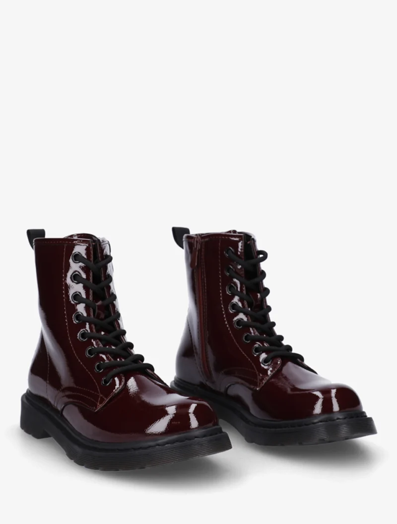 Bottines vernies à lacets - Bordeaux