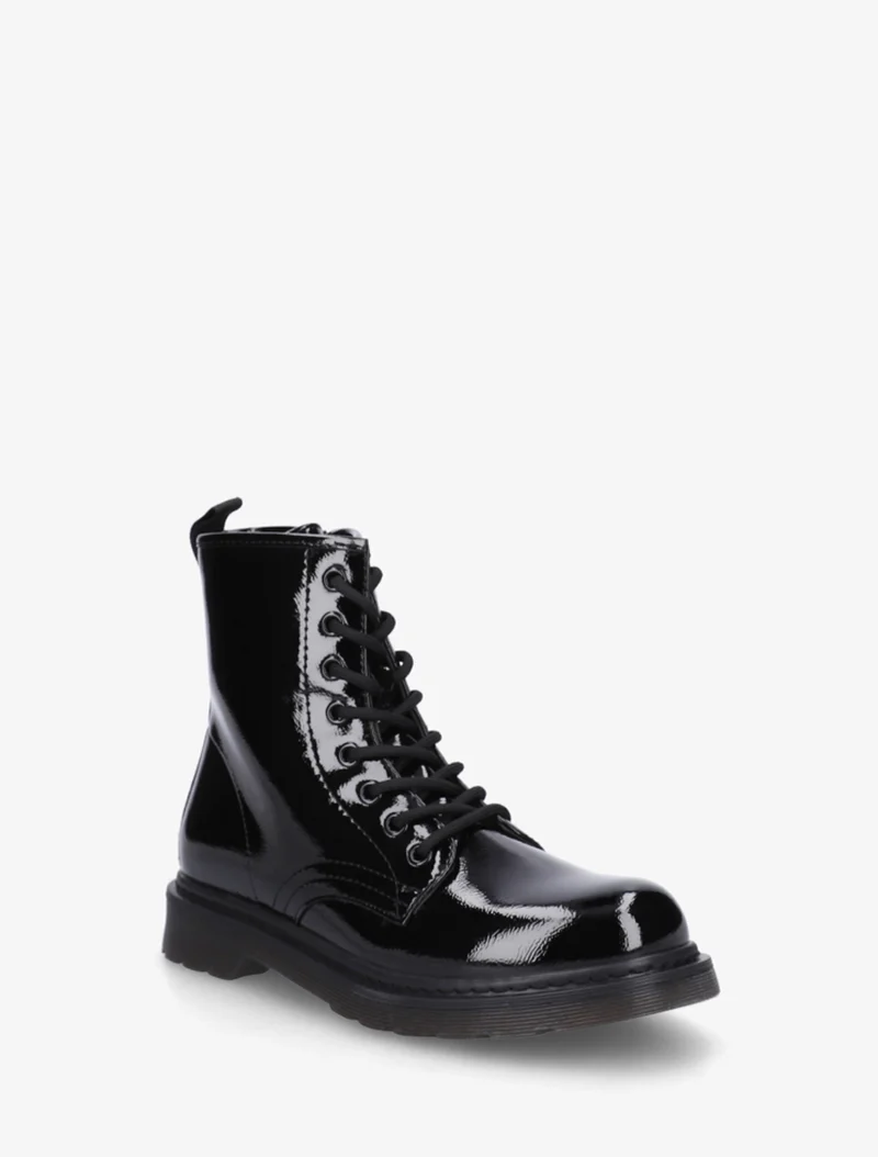 Bottines vernies à lacets - Noir
