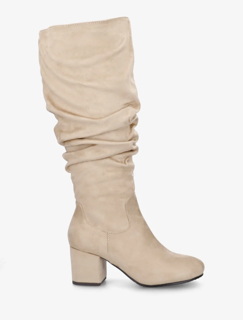 Bottes plissées en suédine - Beige