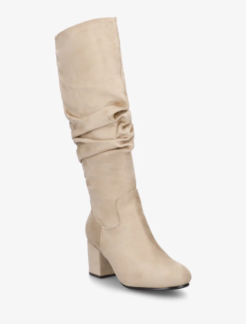 Bottes plissées en suédine - Beige