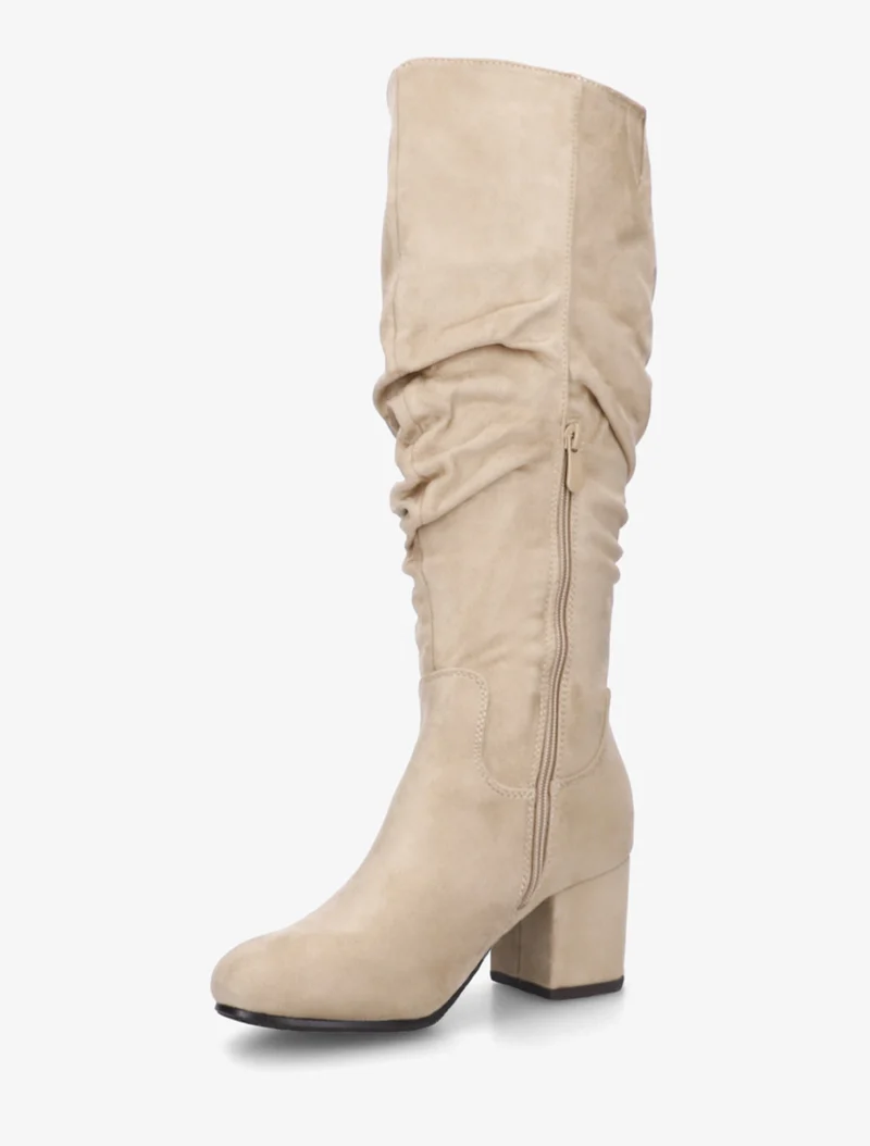 Bottes plissées en suédine - Beige