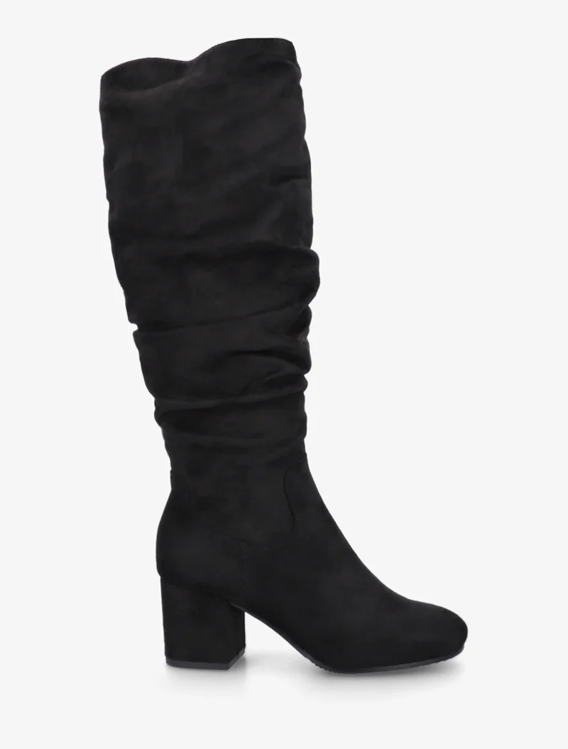 Bottes plissées en suédine - Noir