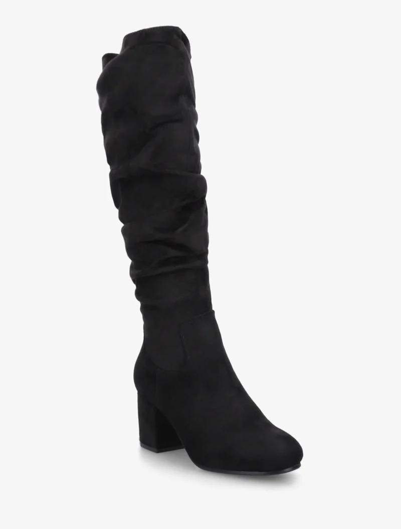 Bottes plissées en suédine - Noir