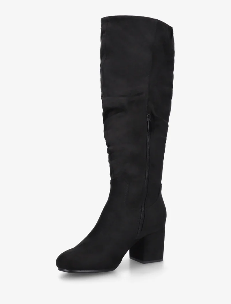 Bottes plissées en suédine - Noir