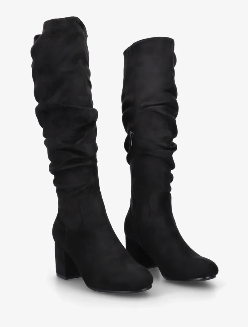 Bottes plissées en suédine - Noir