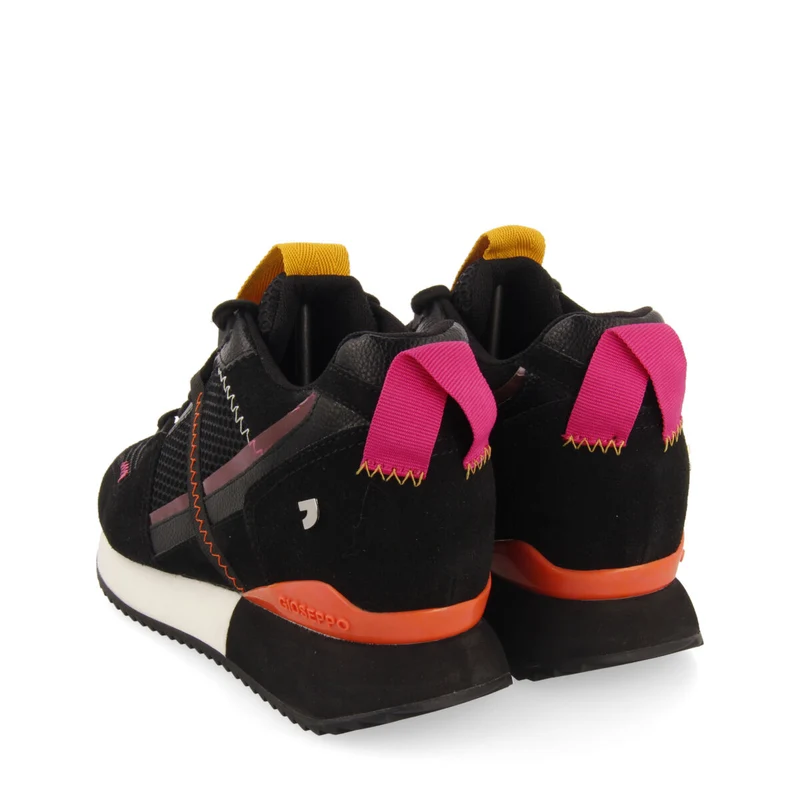 Sanssat women's black textured sneakers with inner wedges