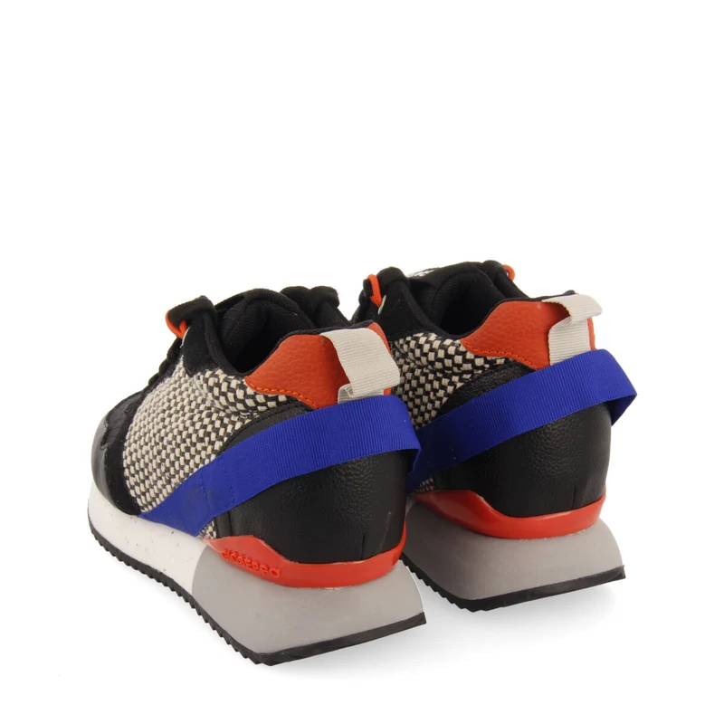 Evosges women's textured black sneakers with details and inner wedges