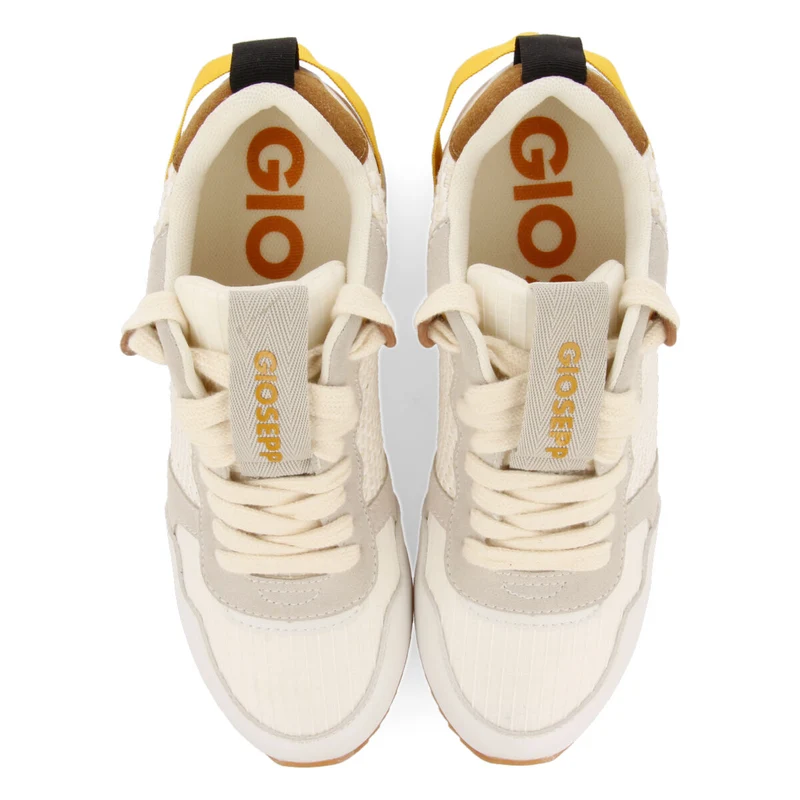 Evosges women's textured white sneakers with details and inner wedges